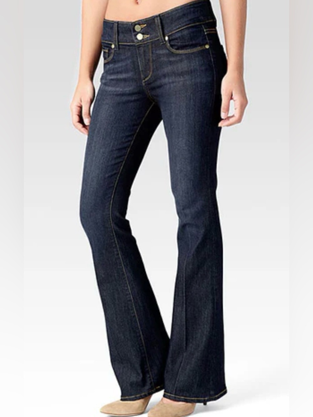 Vintage Paige Hidden Hills High Rise Embroidered Pocket Bootcut Jeans 29